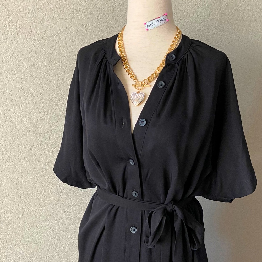 ❌SOLD❌ H&M Black Tie-belt Shirt Dress Sz S - Picture 13 of 14